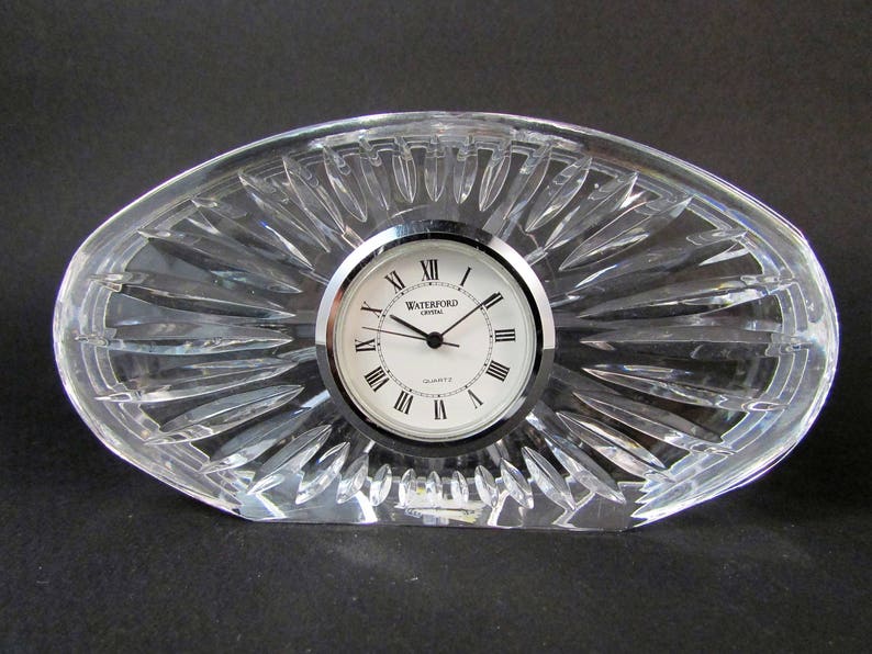 Vintage Waterford Crystal Oval Desk Clock Quartz Movement Etsy