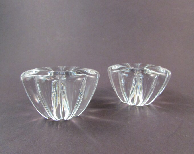 Vintage Orrefors Candle Holders Clear Glass Set of Two Candle Etsy