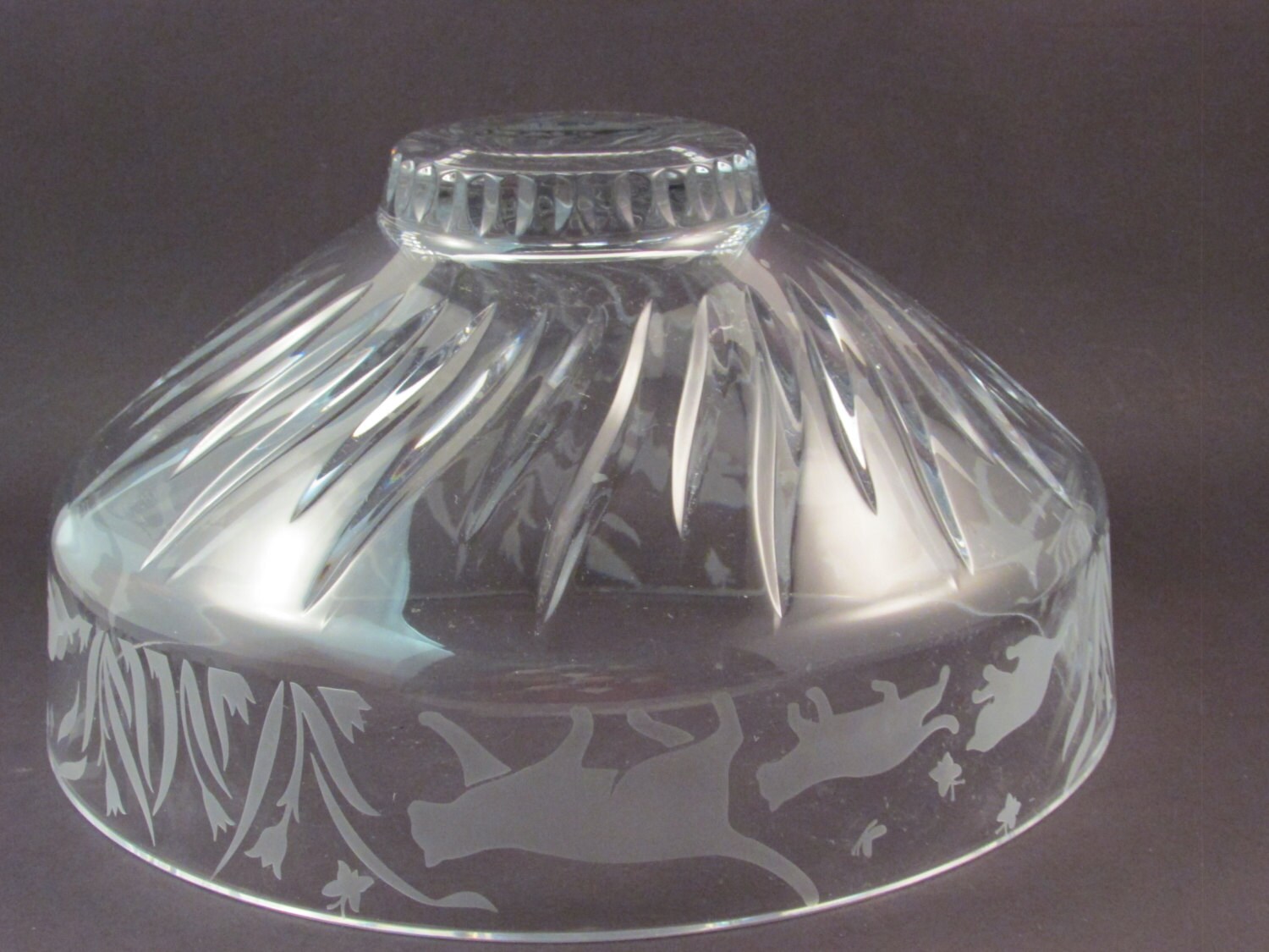 Vintage Lenox Crystal Bowl Etched Cat and Kittens Bowl Etsy