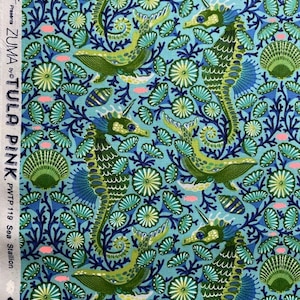 RARE  Tula Pink  Zuma Sea Stallion  in AQUAMARINA