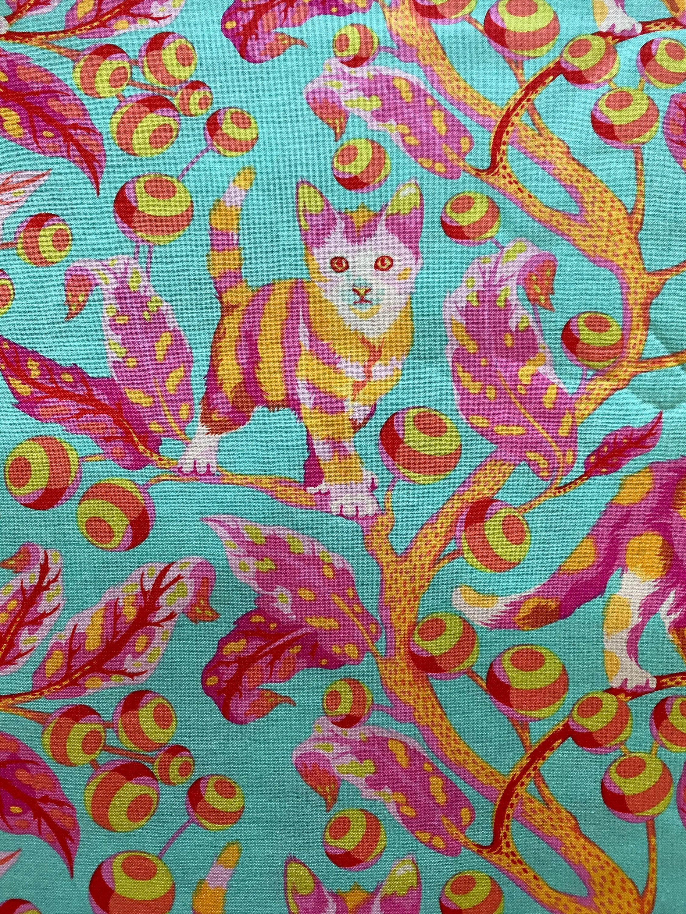 VENTE RARE Tula Pink Tabby Road Disco Kitty à Strawberry Fields