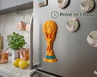Imán para nevera con forma del trofeo de la Copa Mundial de la FIFA – Decoración 3D STL para aficionados al fútbol