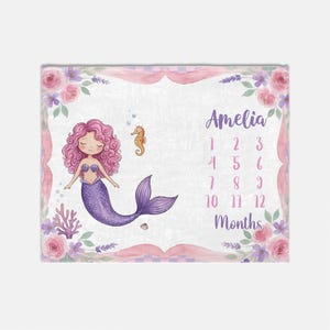 Personalized Baby Blanket - Custom Name Mermaid Princess Design, 30x40 Inch, Soft Minky & Fleece, Baby Shower Gift - View #9