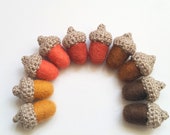 Woodland 10 felted Acorns Golden brown autumn garland by astashtoys fall cottagecore Wedding decorations favors woodland nursery decor gift