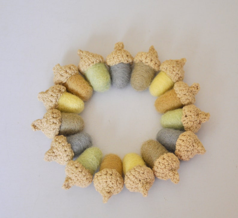10 15 Felted Wool Acorn Garland Bunting Pastel Cottagecore Etsy