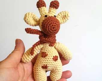 Crochet giraffe amigurumi toy with scarf safari woodland animal baby shower gift gender neutral nursery mobile baby gym toy elephant decor