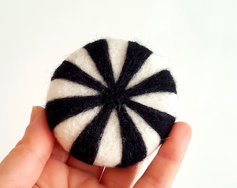 Art Pin cushion candy white black red gift pincushion Mondrian style needle felted wool gift for sewers quilters hostess home decor