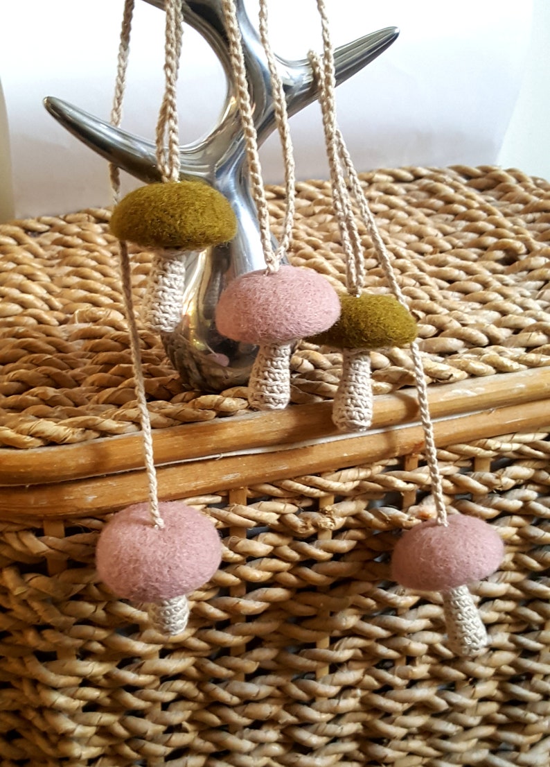 Woodland Nursery Garland Mushroom Garland Crochet Felt Decor Etsy