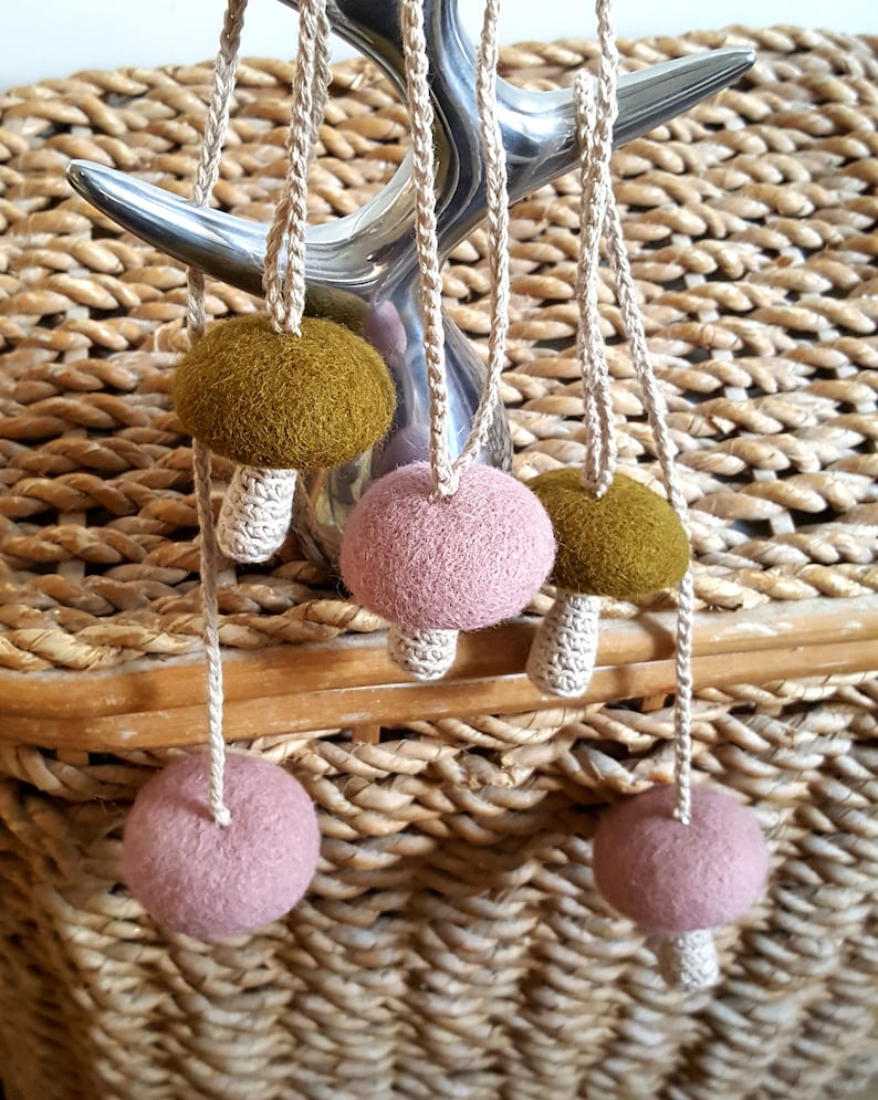 Mushrooms Garland Felted Crochet Alice in Wonderland Etsy