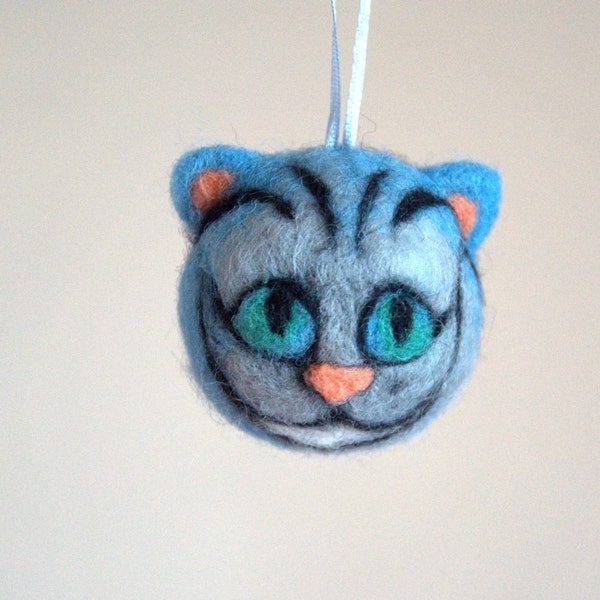 Ullfilt Cheshire katthuvud Alice i Underlandet ornament: blå födelsedagsfestdekoration presentdekoration