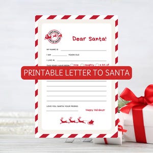 Kinder Lieber Weihnachtsmann Wunschliste Brief | Magisches Weihnachtsfeiertags-Andenken | Brief an Santa Instant Download druckbar