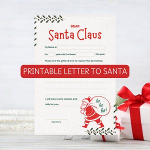 Kinder Lieber Weihnachtsmann Wunschliste Brief | Magisches Weihnachtsfeiertags-Andenken | Brief an Santa Instant Download druckbar