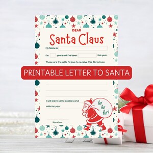 Kinder Lieber Weihnachtsmann Wunschliste Brief | Magisches Weihnachtsfeiertags-Andenken | Brief an Santa Instant Download druckbar