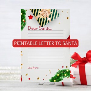 Kinder Lieber Weihnachtsmann Wunschliste Brief | Magisches Weihnachtsfeiertags-Andenken | Brief an Santa Instant Download druckbar