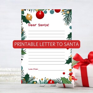 Kinder Lieber Weihnachtsmann Wunschliste Brief | Magisches Weihnachtsfeiertags-Andenken | Brief an Santa Instant Download druckbar