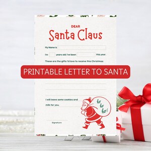 Kinder Lieber Weihnachtsmann Wunschliste Brief | Magisches Weihnachtsfeiertags-Andenken | Brief an Santa Instant Download druckbar