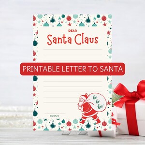 Kinder Lieber Weihnachtsmann Wunschliste Brief | Magisches Weihnachtsfeiertags-Andenken | Brief an Santa Instant Download druckbar