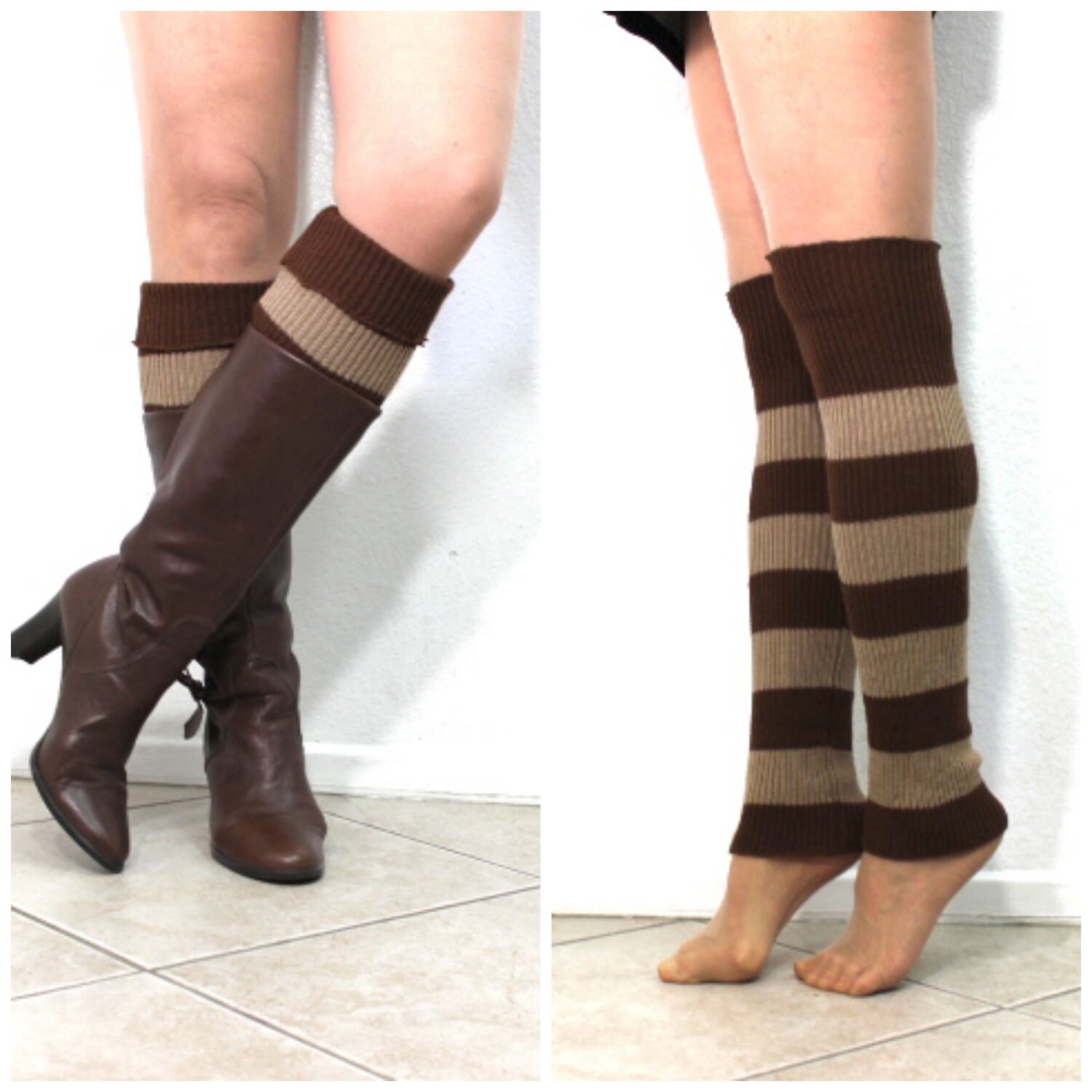 Leg Warmers Slouchy Knit Stripe Knee Legwear or Arm Warmer Etsy