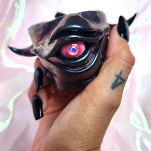 Metallic Purple Monster Planter- Small Beast Pot, Dark Surreal Plant Buddy