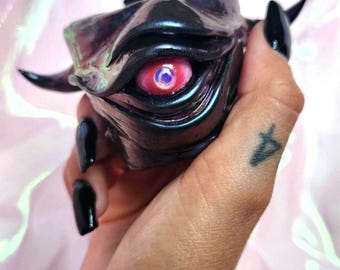 Metallic Purple Monster Planter- Small Beast Pot, Dark Surreal Plant Buddy