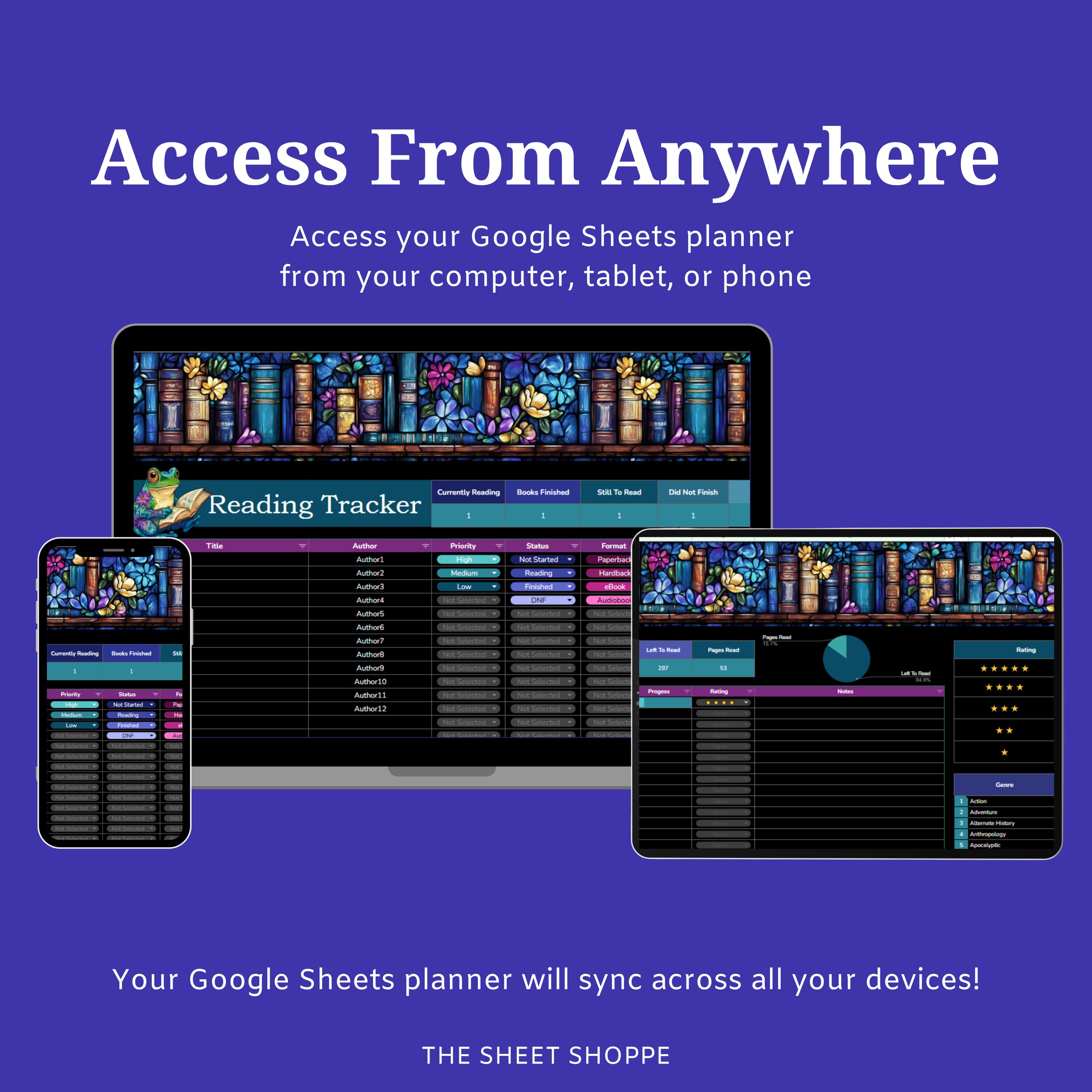Reading Tracker Spreadsheet, Google Sheets Template, Book Log, Reading ...