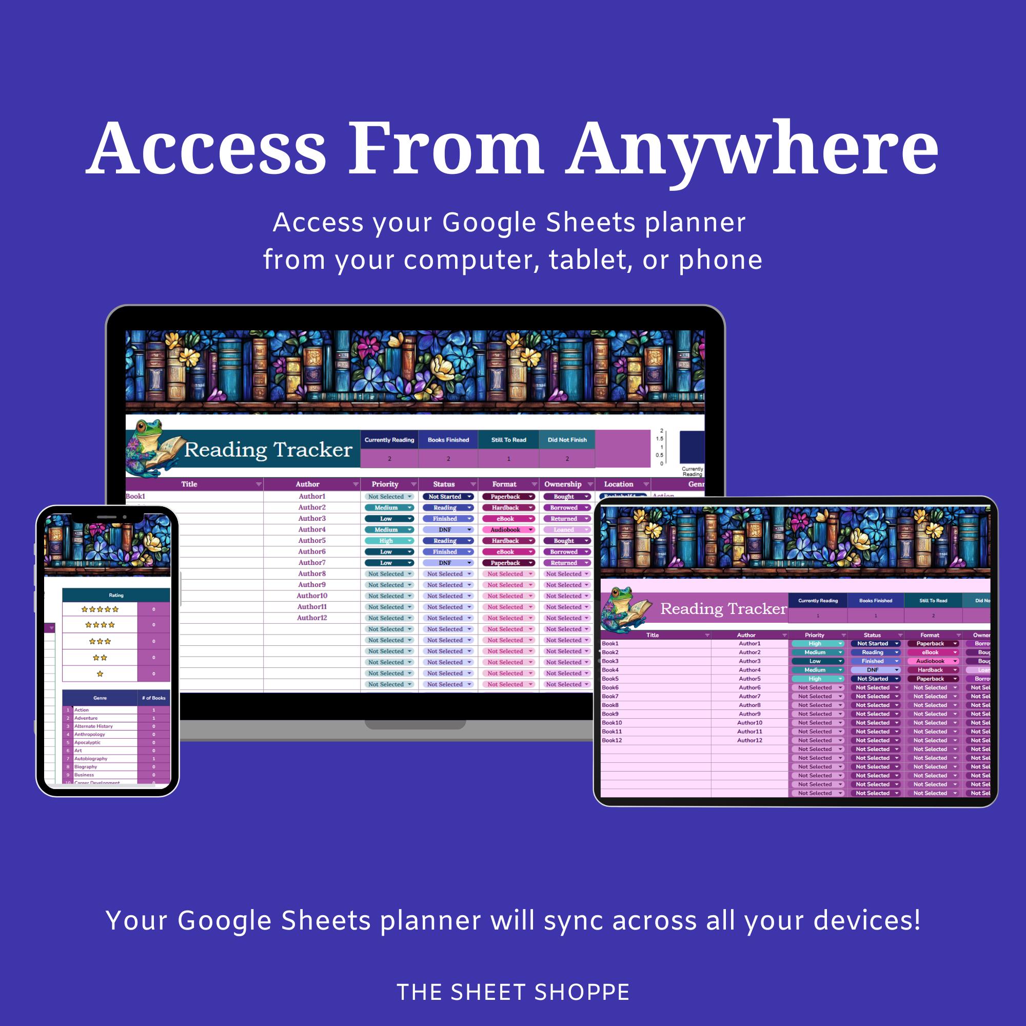 Reading Tracker Spreadsheet, Google Sheets Template, Book Log, Reading ...