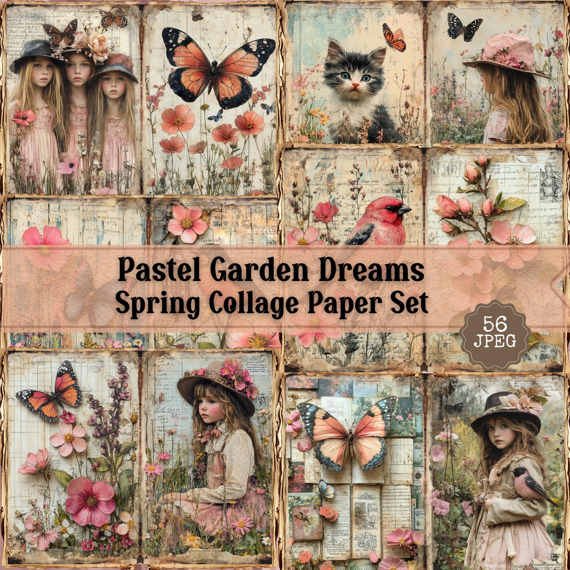 Pastel Garden Junk Journal Kit: Shabby Chic Spring Ephemera (56 JPEG ...