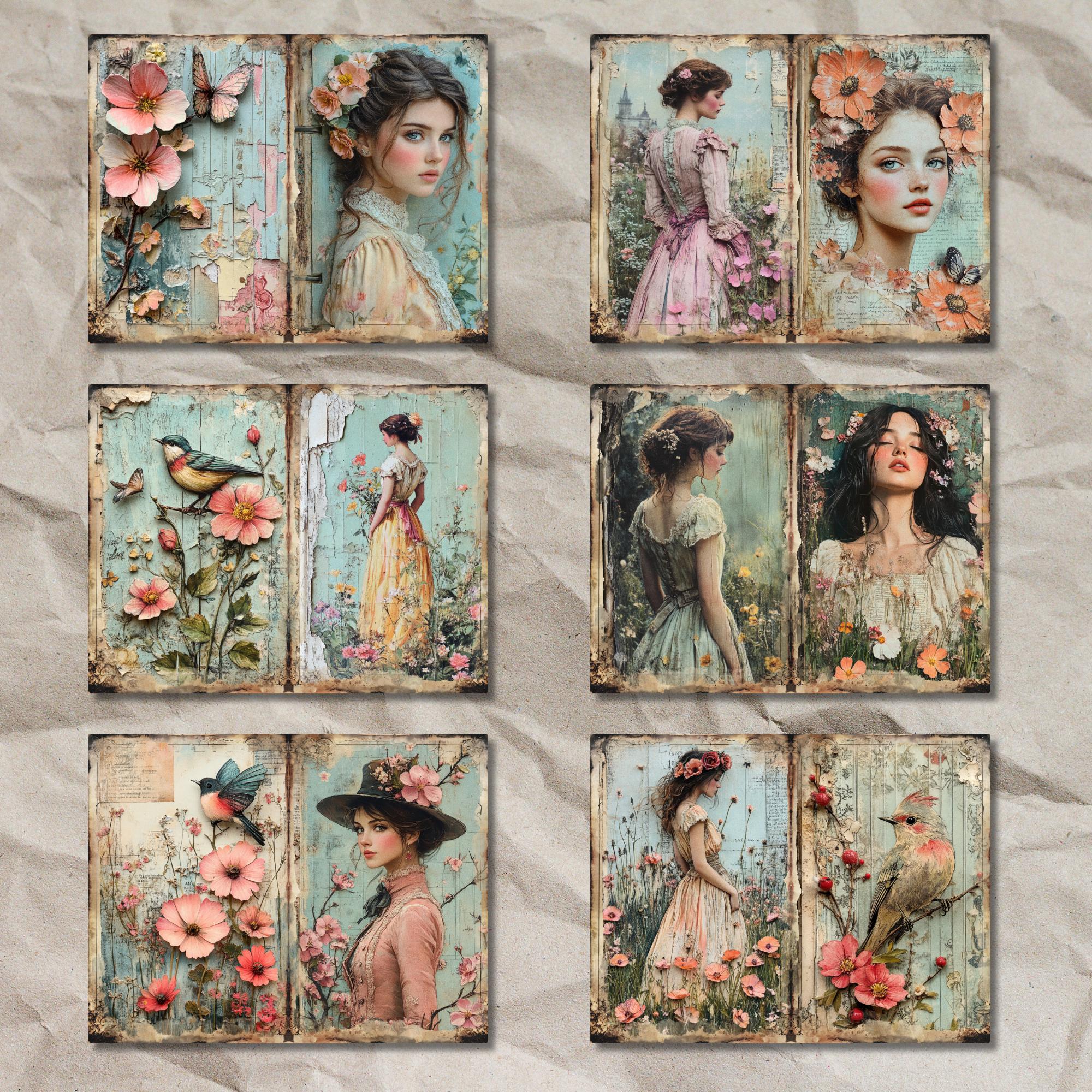 Vintage Pretty Lady Junk Journal Kit: Shabby Chic Victorian Ephemera ...