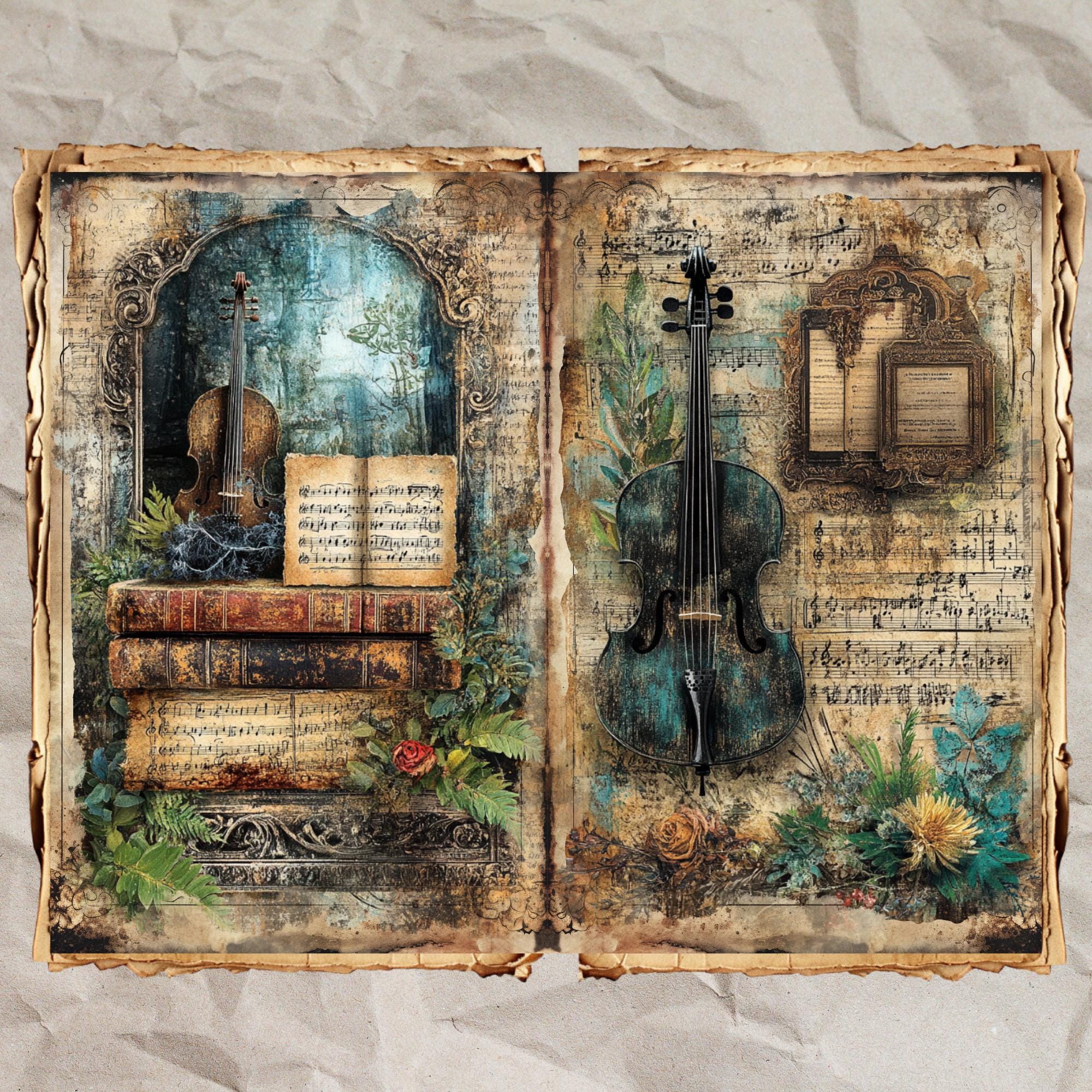 Vintage Music Junk Journal Kit: Shabby Chic Ephemera (digital Download ...