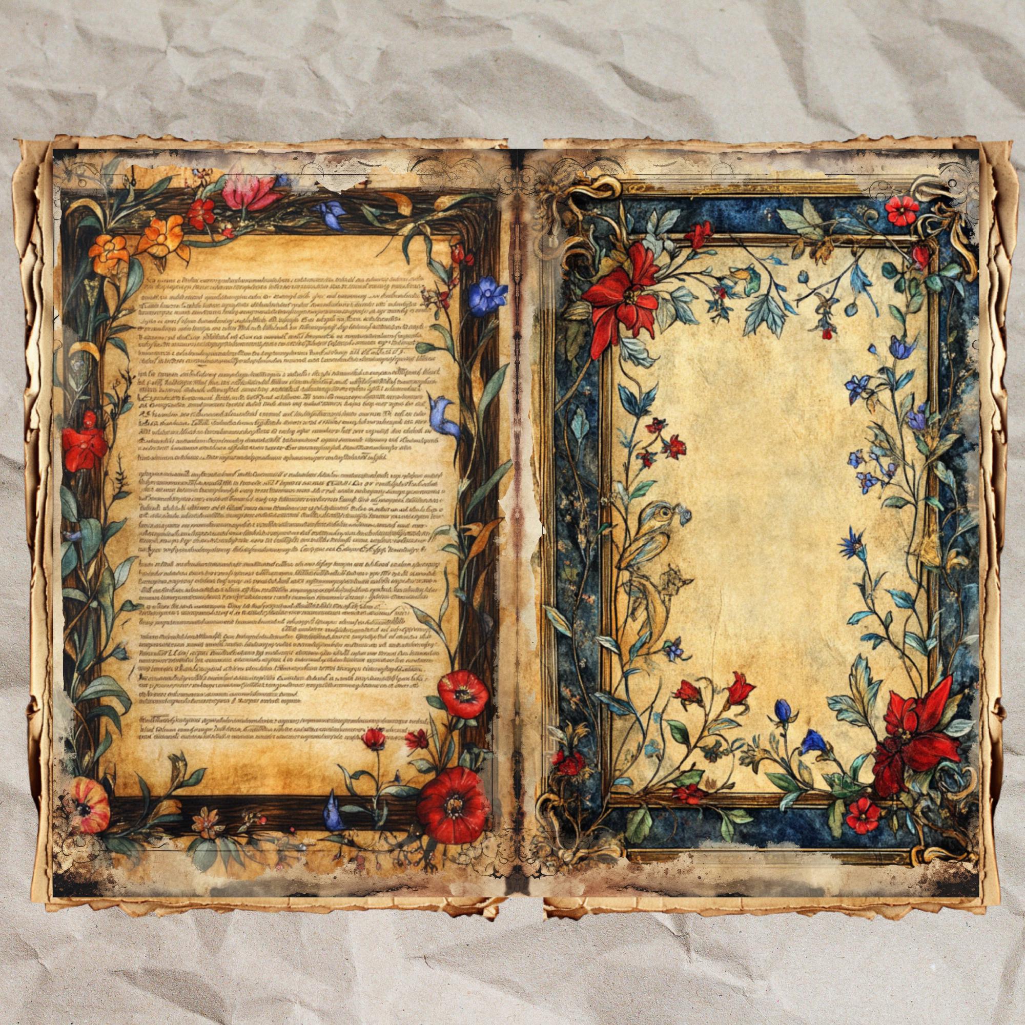 Mystic Codex Illuminated Journal Pages: Medieval Ephemera (digital ...