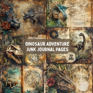 Páginas del diario basura de aventuras de dinosaurios: Álbum de recortes vintage de explorador (descarga digital)