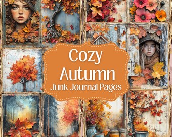 Watercolor Autumn Junk Journal Kit: Shabby Chic Ephemera (47 JPEG Digital Download)