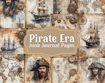Pirate Junk Journal Kit: Watercolor Mixed Media Ephemera (Digital Download)