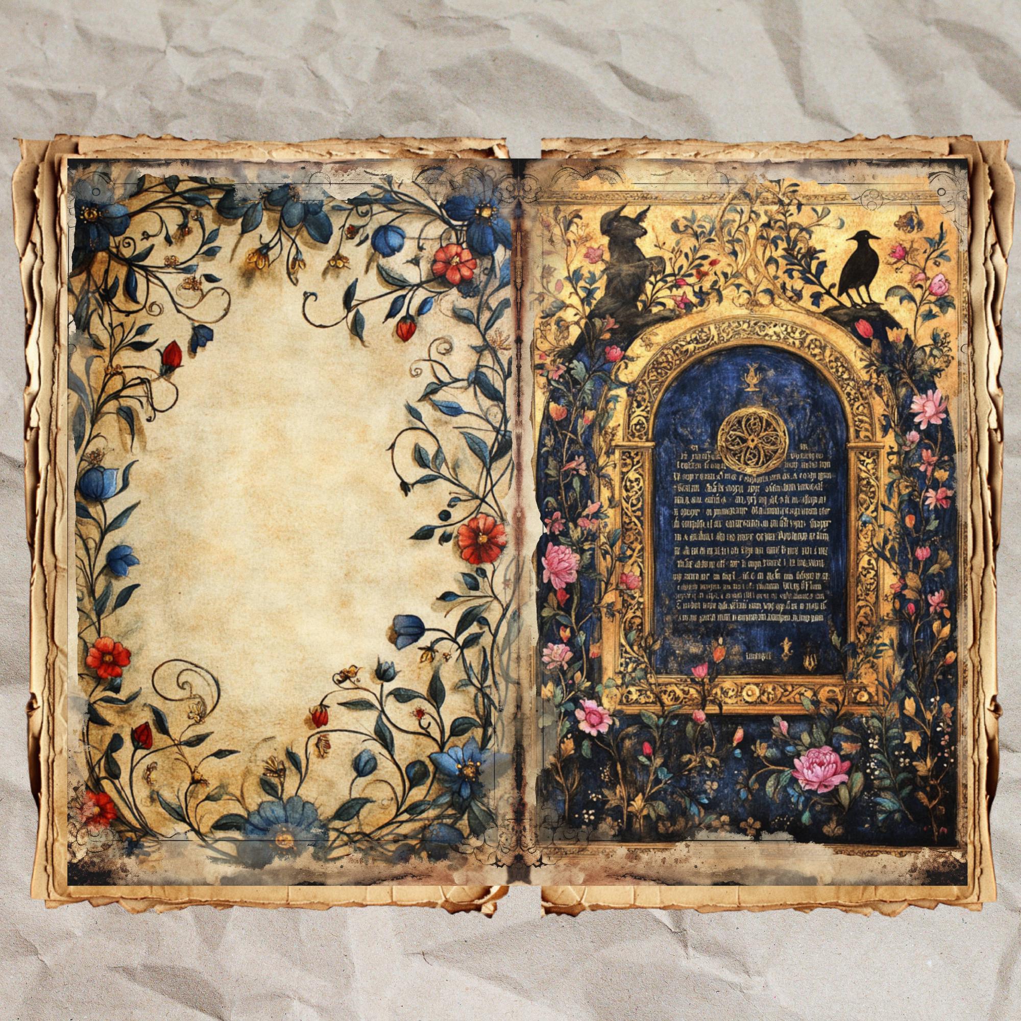 Mystic Codex Illuminated Journal Pages: Medieval Ephemera (digital ...