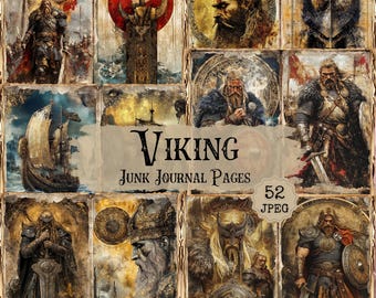 Viking Junk Journal Printable Kit: Nordic Ephemera, Scrapbook Pages (52 JPEG)
