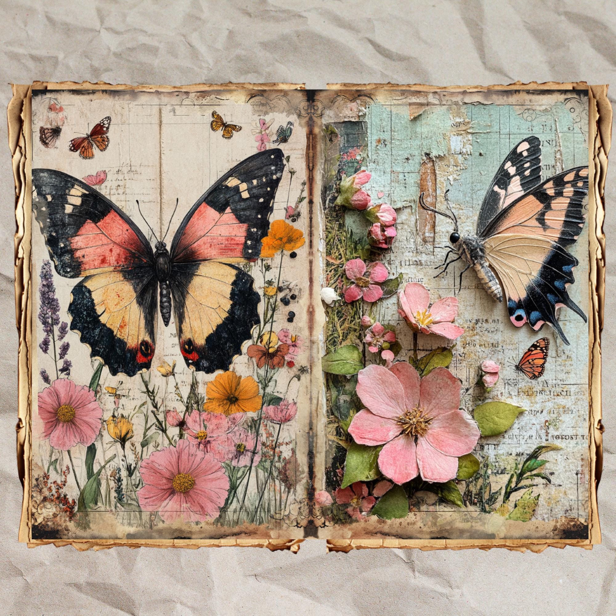 Pastel Garden Junk Journal Kit: Shabby Chic Spring Ephemera (56 JPEG ...