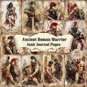 Ancient Roman Warrior Junk Journal Pages: Shabby Chic Ephemera (42 JPEG)