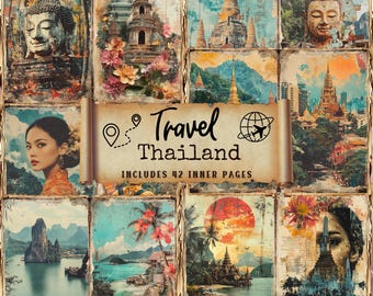 Thailand Junk Journal Kit: Vintage Travel Ephemera (42 JPEG)