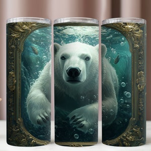 Polar Bear Tumbler Wrap 20-Oz, Digital Download - Classic Skinny Tumbler Sublimation Design. Includes 14 high-quality PNG files.