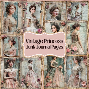 Pagine stampabili del diario Vintage Princess Junk / Kit a tema Beautiful Victorian Woman / Album di ritagli di carta Shabby Chic Ephemera / 40 JPEG