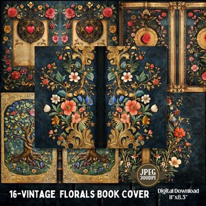 Vintage Floral Book Covers: Shabby Chic Junk Journal Kit (Digital Download)