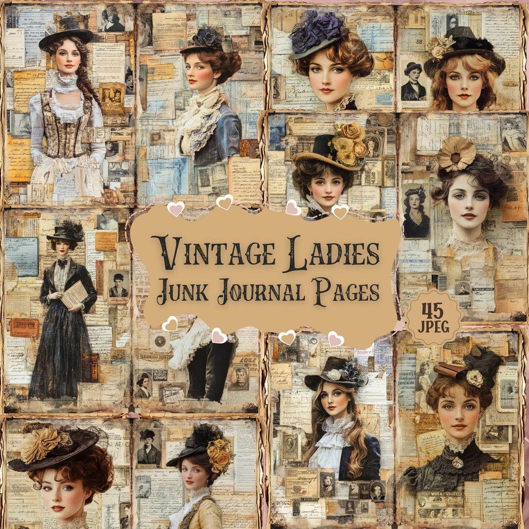 Vintage Victorian Ladies Ephemera: Shabby Chic Junk Journal Pages (45 ...