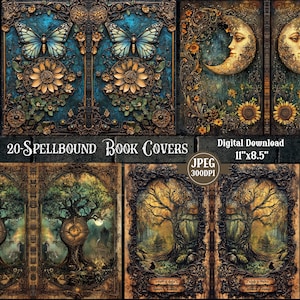 Ancient Book Covers: Shabby Chic Junk Journal Pages (Digital Download)