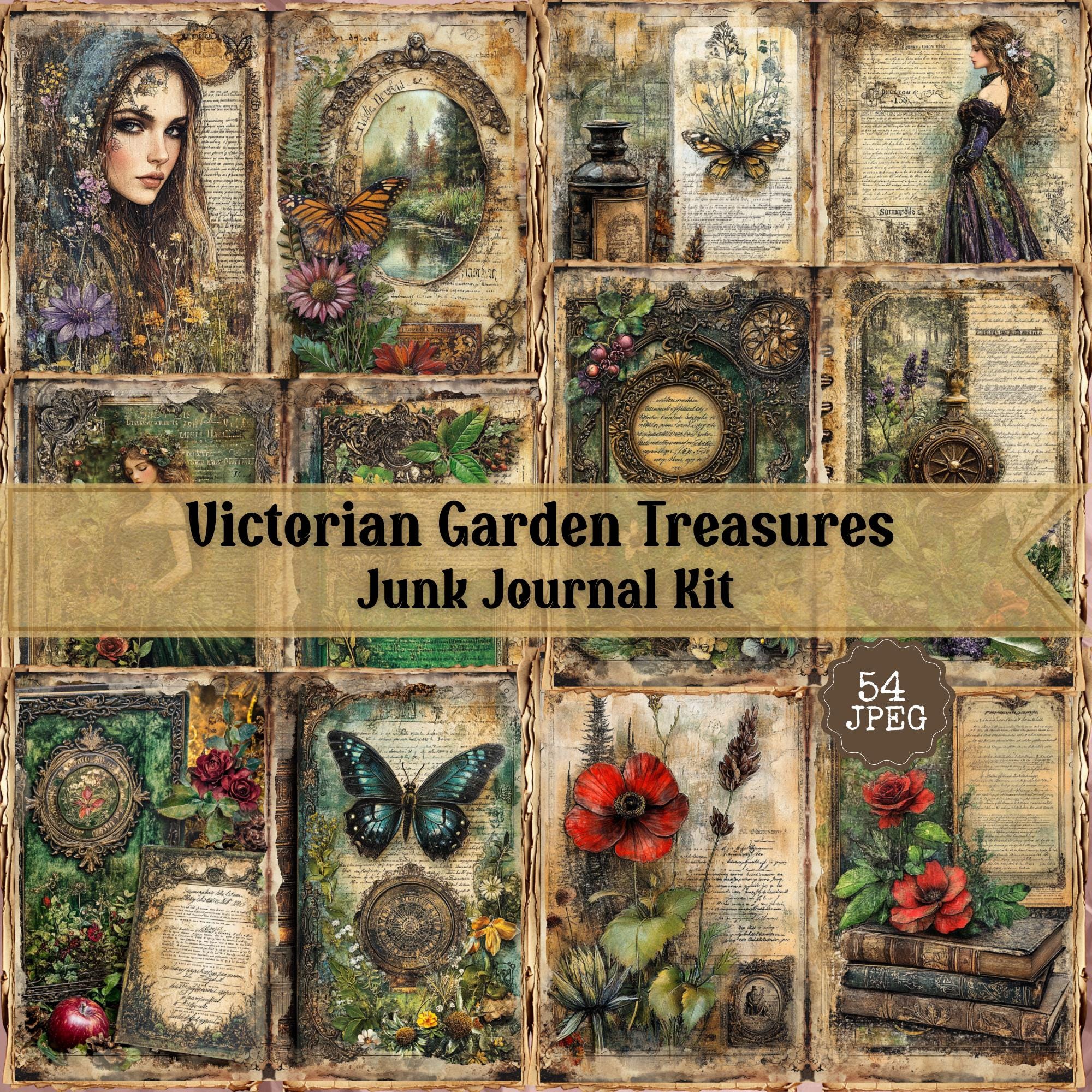 Victorian Garden Junk Journal Kit: Shabby Chic Ephemera (digital ...