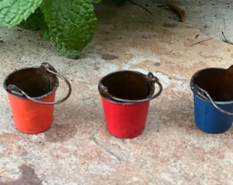 Miniature Fairy Garden Buckets Choose from Orange Red or Blue