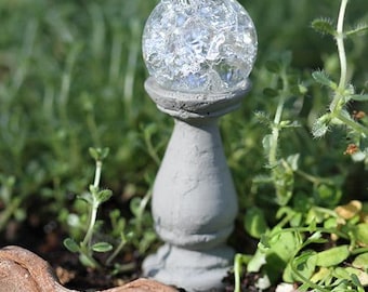 Fairy Garden Gazing Ball with Pick (choose Green Bronze Blue or Crystal)