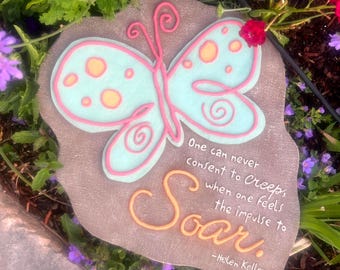 Resin Butterfly Stepping Stone – Inspirational Helen Keller Quote