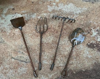 Miniature Dollhouse Fairy Garden Rustic Garden Tools (Set of 4 Tools)