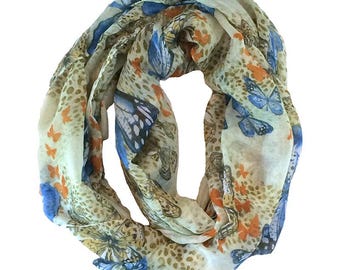 Butterfly Infinity Scarves Choose from Green, Pink, or Teal 100% Viscose