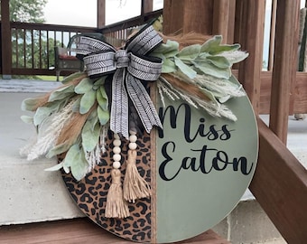 Personalized Leopard Print Door Hanger